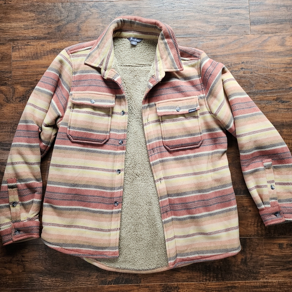 Eddie Bauer Striped Sherpa Lined Fleece Jacket - Picture 16 of 16